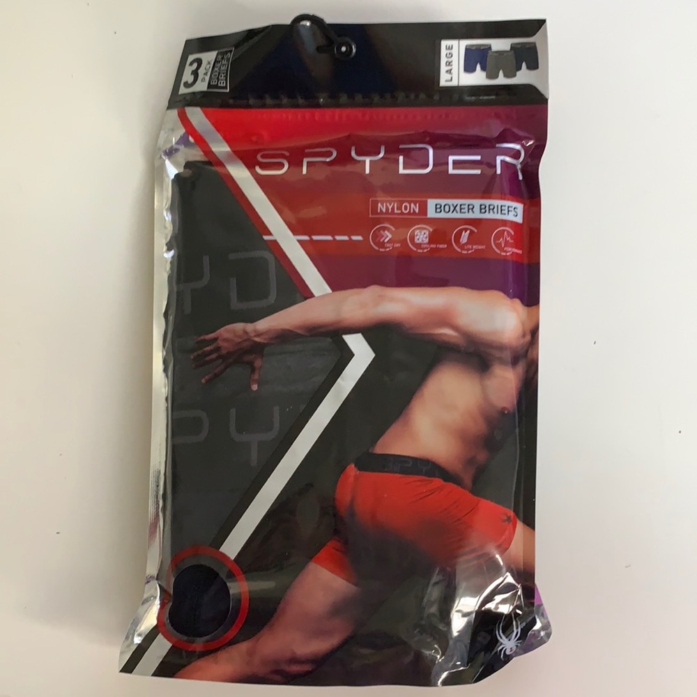 Spyder Nylon Boxer Briefs Blue Grey 3 Pack Large